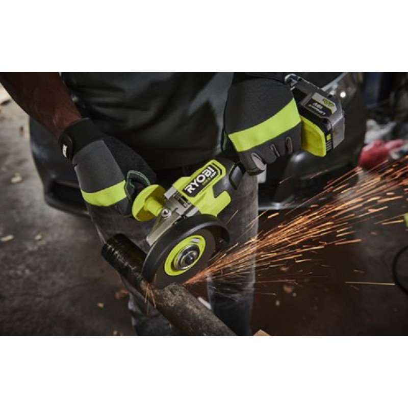 Ryobi Шліфмашина кутова RAG18X-0, акумуляторна ONE+ НР, безщіткова, 125мм, 18В (без АКБ та ЗУ) (5133005011)