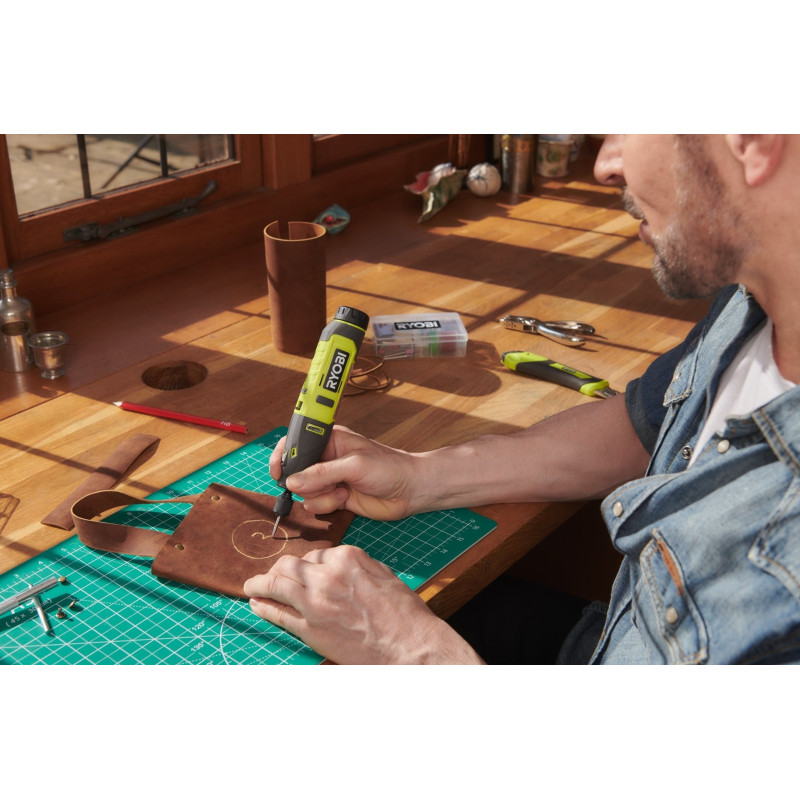 Ryobi Шліфмашина шліфувально-гравірувальна акумуляторна USB Lithium RRT4-120GA15 4В 1х2А·год 15 аксесуарів 0.23кг (5133005634)