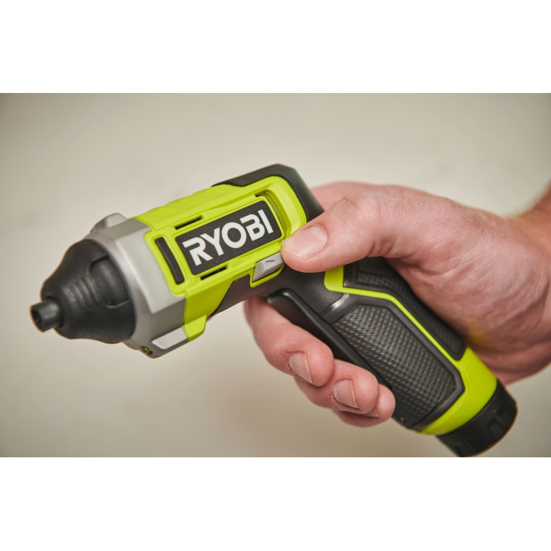 Ryobi Викрутка акумуляторна RSD4-120T 4В USB Lithium акб 1х2А·год 5Нм 200об·хв кейс для зберігання 10 насадок 0.37кг (5133006210)