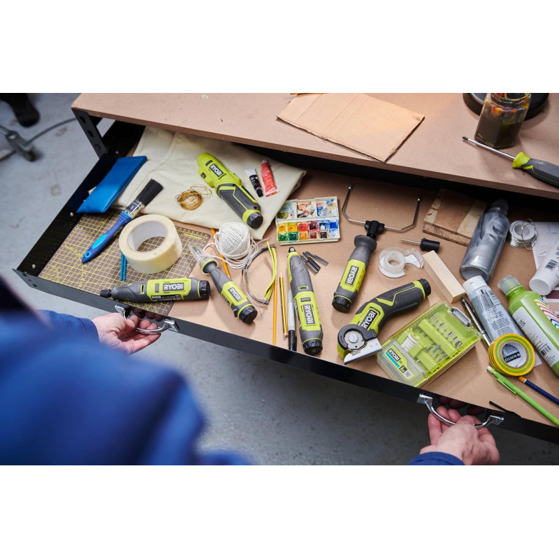 Викрутка акумуляторна Ryobi USB Lithium RSD4-120TA2 4В 1х2А·год 5Нм 200об·хв 2 насадки 10 біт 0.31кг кейс (5133006211)