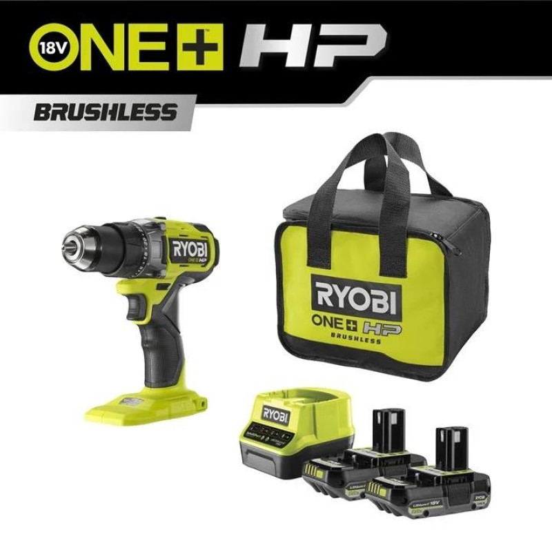 Ryobi Шурупокрут-дриль акумуляторний ONE+ HP RDD18X-220S 18В 2х2А·год ЗП 95Нм 500·2100об·хв 1.7кг сумка (5133005284)
