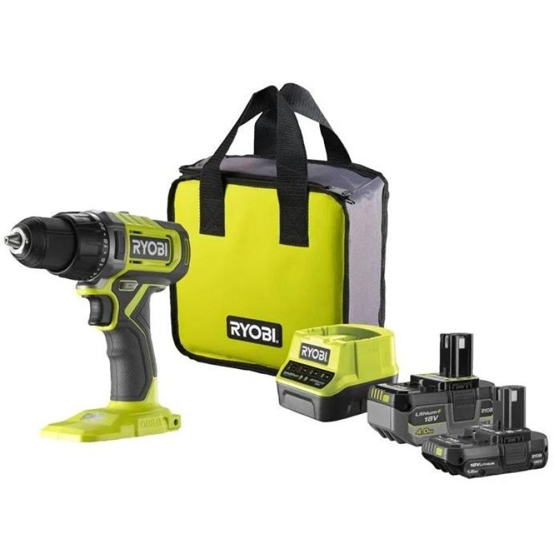 Шурупокрут-дриль акумуляторний Ryobi ONE+ RDD18-2C415S 18В 1х4А·год 1х1.5А·год ЗП 52Нм 450·1750об·хв 1.3кг сумка (5133005612)