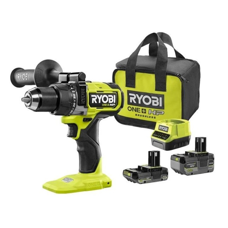 Шурупокрут-дриль ударний акумуляторний Ryobi ONE+ HP RPD18X-242S 18В 1х2А·год 1х4А·год ЗП 95Нм 500·2100об·хв 1.3кг сумка (5133005283)