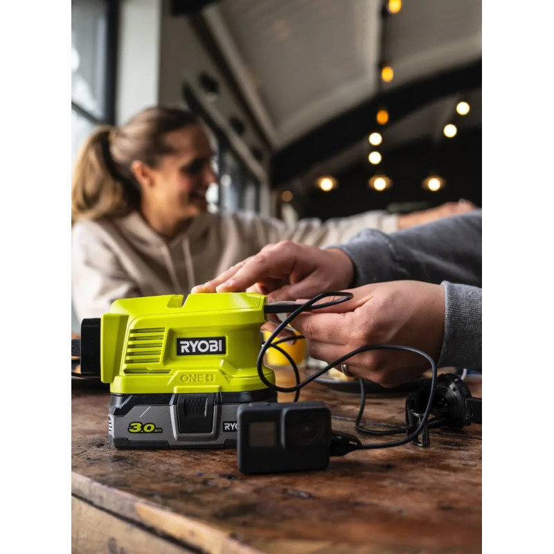Ryobi Інвертор напруги акумуляторний ONE+ RY18BI150A-0, 220 Вольт, 150Вт/300Вт пікова, (без АКБ та ЗУ) (5133004895)