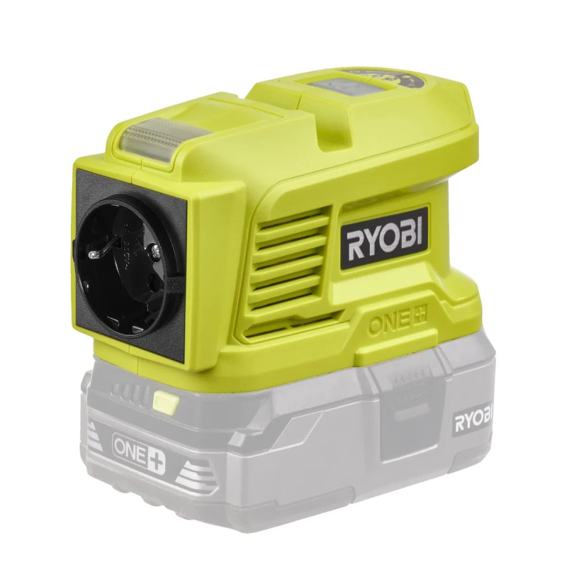 Ryobi Інвертор напруги акумуляторний ONE+ RY18BI150A-0, 220 Вольт, 150Вт/300Вт пікова, (без АКБ та ЗУ) (5133004895)