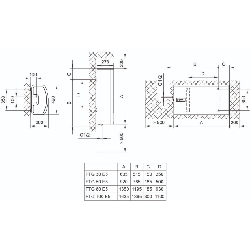Tiki Водонагреватель (бойлер)  плоский FTG, 100л, 2кВт, универсальный, 700154 (FTG100E5SUPR_)