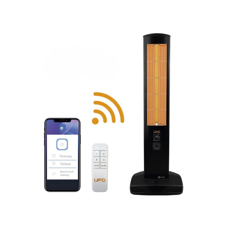 Ufo Інфрачервоний обігрівач Erciyus Smart 2300 2.3 кВт, до 28 м2, колонного типу, IP24, мех. керування, пульт ДК, Wi-Fi (UFO_ERCIYUS_SMART_2300)