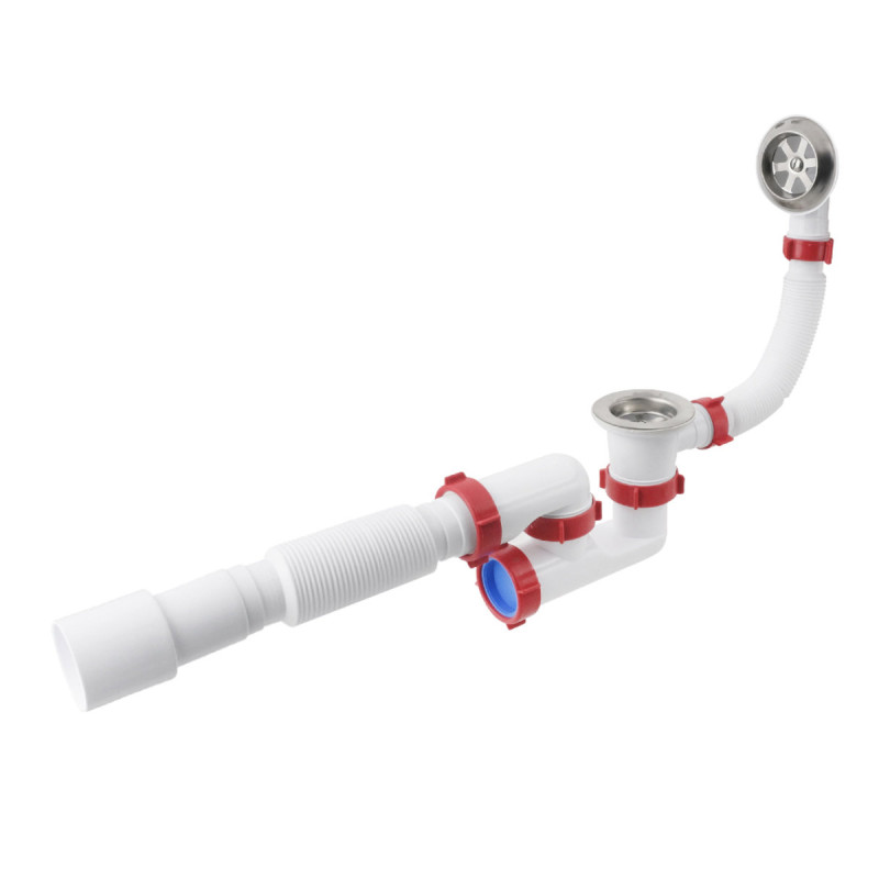 Polmark Сифон для ванни з ревізією/з випуском 1 1/2" перел і гофр 40x40/50 PM 40 SF 30 02