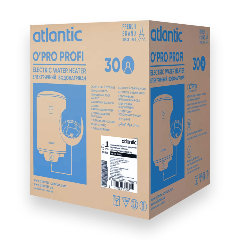 Atlantic Водонагрівач (бойлер) електричний Opro Profi VM 030 D400S (1200W) 30 літрів (831252)