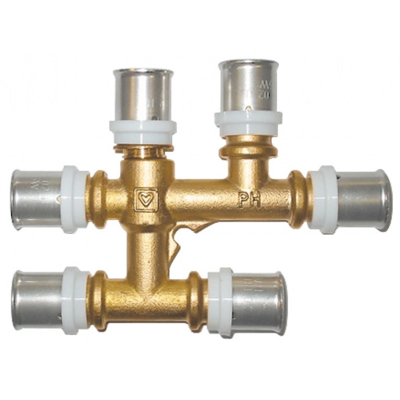 HERZ Приєднувальні вузли без змішування потоків, П/П/П 20х2-16х2-16х2 P722027