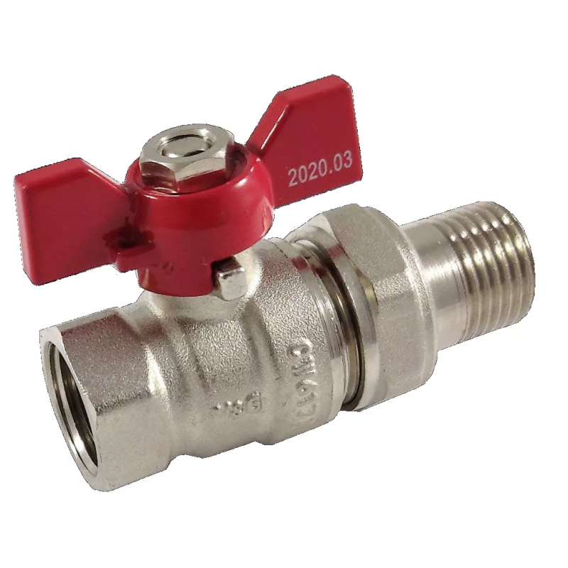 V&G Кран кульовий з американкою Optima  1/2"ВЗ (червоний метелик) {18}