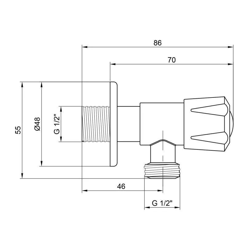 WEZER Кран приладовий SOL21A-15 1/2"x1/2" нержавіюча сталь