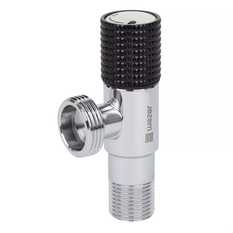 WEZER Кран приладовий SOL22B-17-BLACK, 1/2"х3/4", нержавіюча сталь/хром, чорний