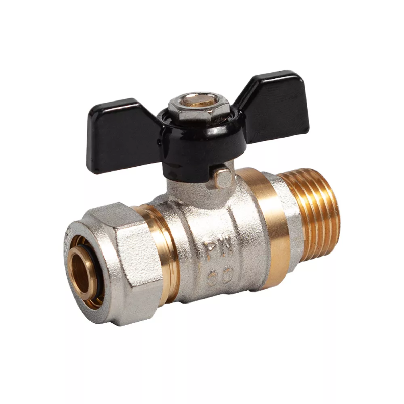 ITAL Кран кульовий з обтискним з'єднанням 16 мм х 1/2" з переходом на зовнішню різьбу