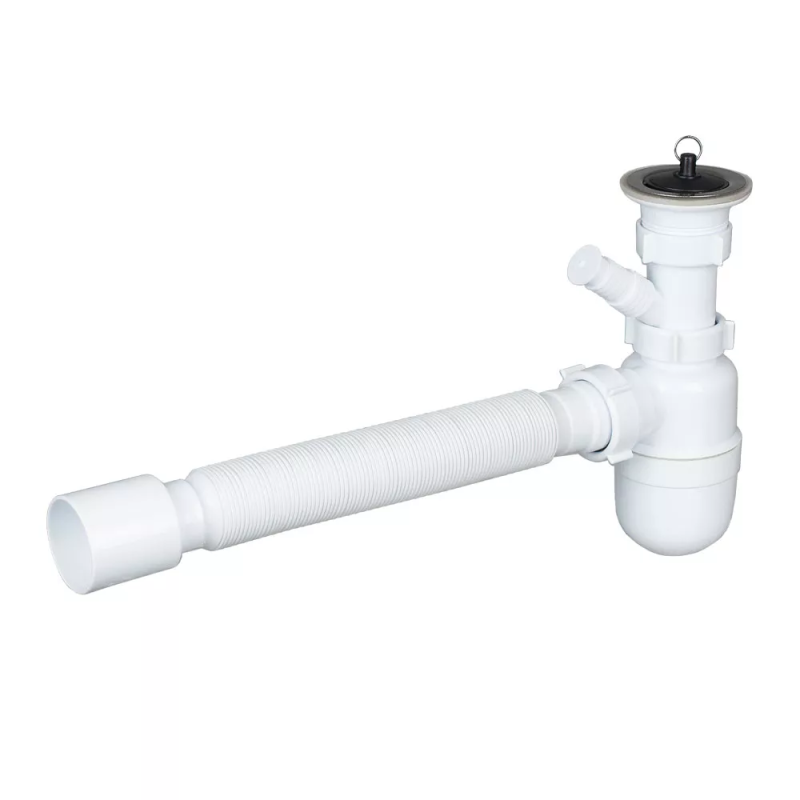 SOLOPLAST Сифон для кухонної мийки К-0110, відвід під пральну машину, корок