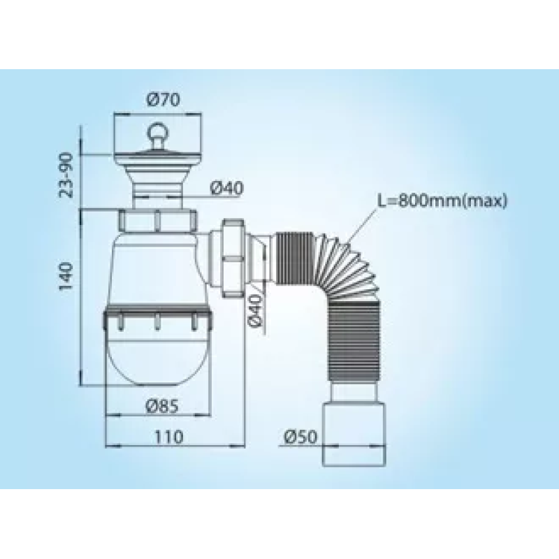 SOLOPLAST Сифон для кухонної мийки К1310, корок