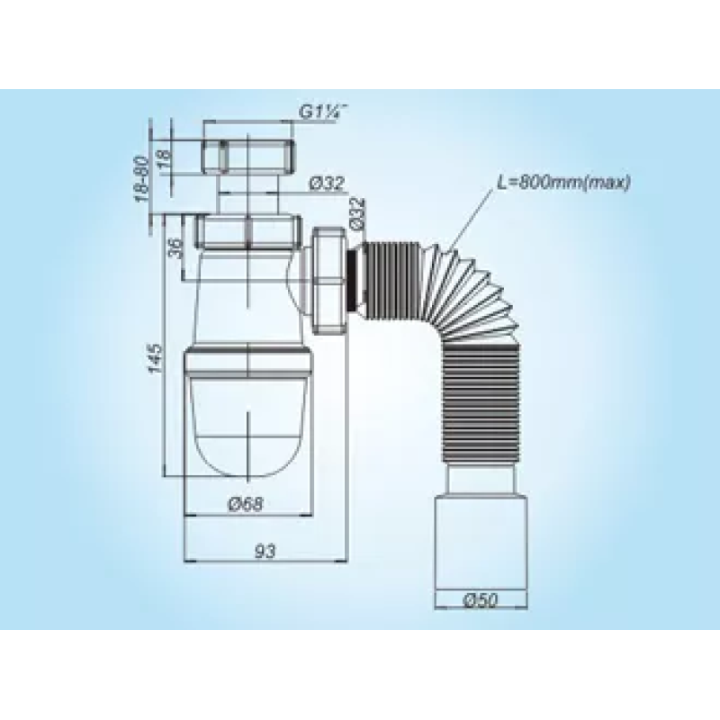 SOLOPLAST Сифон для умивальника Т-0315, пластик, гофра