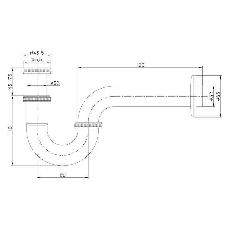 WEZER Сифон для раковини WSR-102S під донний клапан