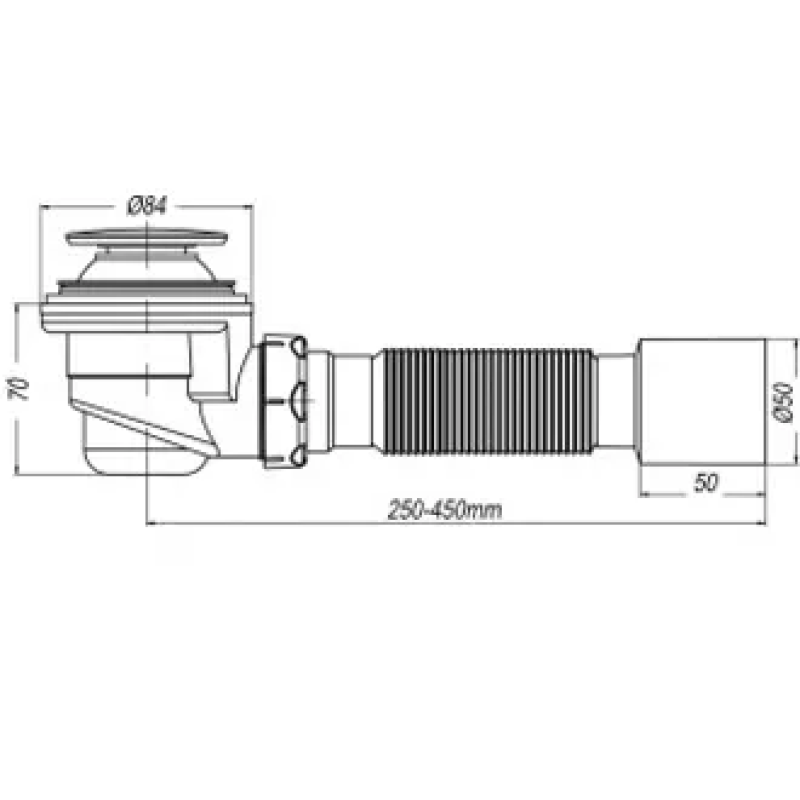 SOLOPLAST Сифон для душового піддону Д0230, Ø40/50 мм, клік-клак