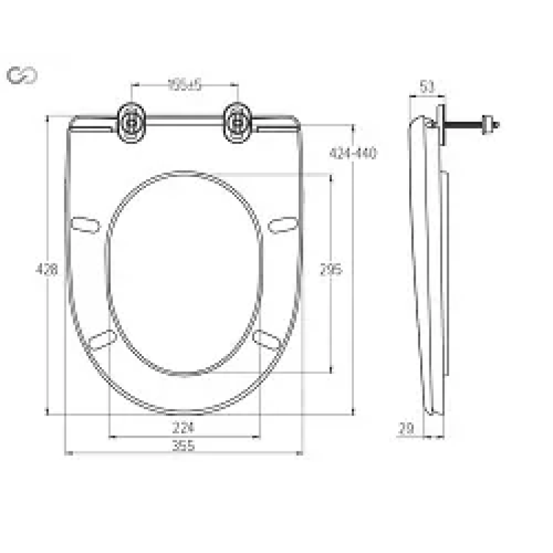 SOLOPLAST Сидіння для унітазу SP3, кріплення пластик, 355х428 мм