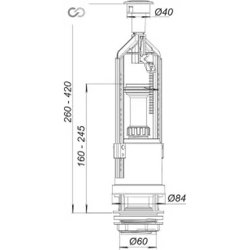 SOLOPLAST Спускна арматура АС-04.00, кнопка 1 режим