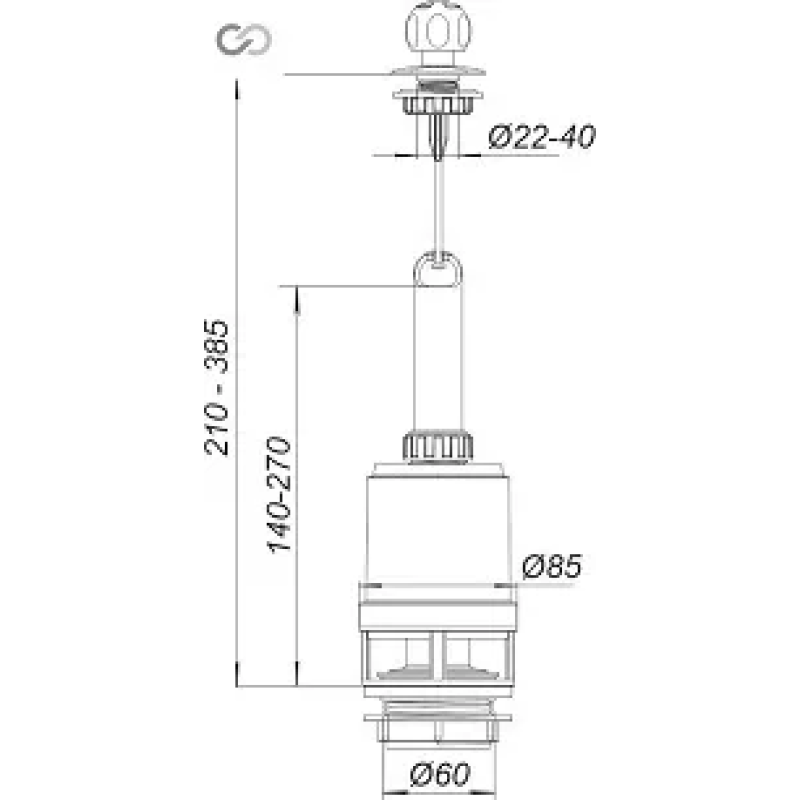 SOLOPLAST Спускна арматура АС-02.00, з важелем та ручкою