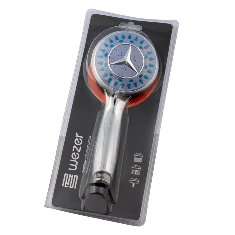 WEZER Душова лійка WKY-47 кругла, 3 режими, хром/синя(мерседес)