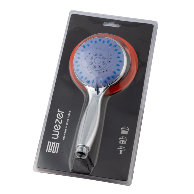 WEZER Душова лійка WKY-46 кругла, 3 режими, хром/синя