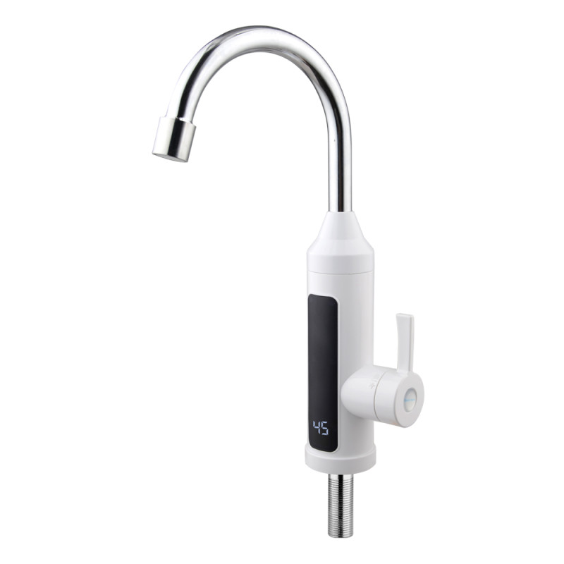 WEZER Проточний водонагрівач SDR-A11T для кухні, поворотний вилив, датчик темп., 3,3 кВт, білий