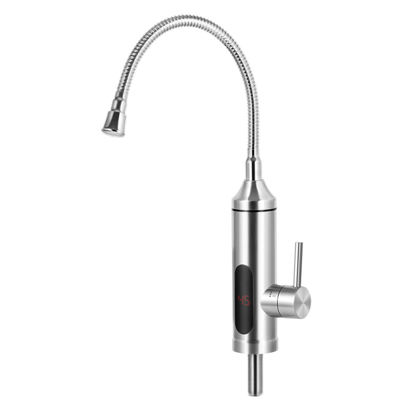 WEZER Проточний водонагрівач SDS-F06T для кухні, рефлект.вилив, нержавіюча сталь, датчик темп., 3 кВт, хром