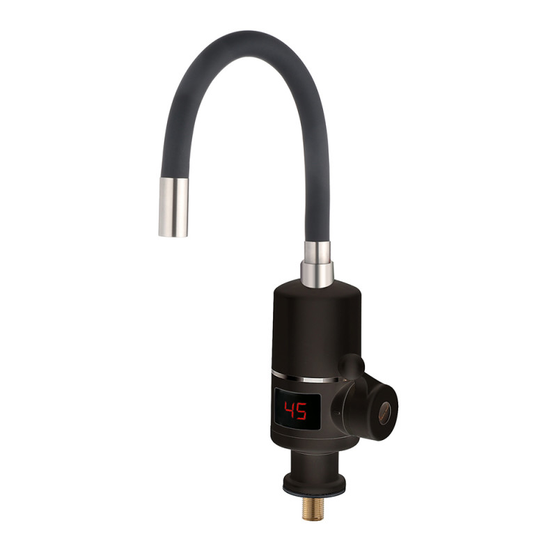 WEZER Проточний водонагрівач SDR-G05T-Black для кухні, гнучкий вилив, датчик темп., 3,0 кВт, чорний