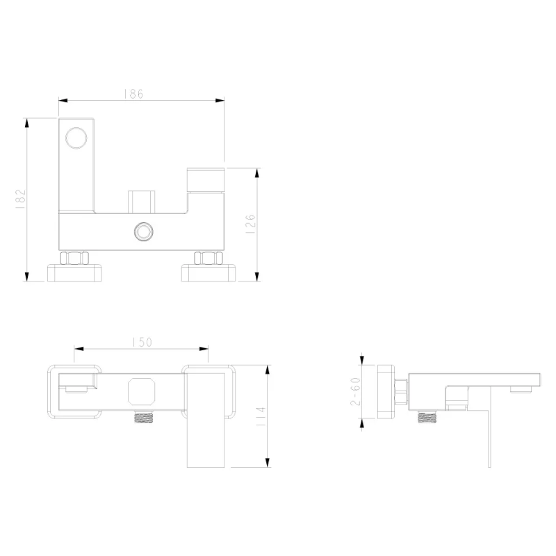 WEZER Змішувач для ванни PRO3B-02, нержавіюча сталь, хром