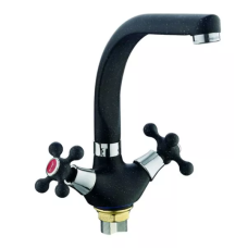 Frap F5408-7 Змішувач для кухні двовент. високий гусак гайка (чорний) {10}
