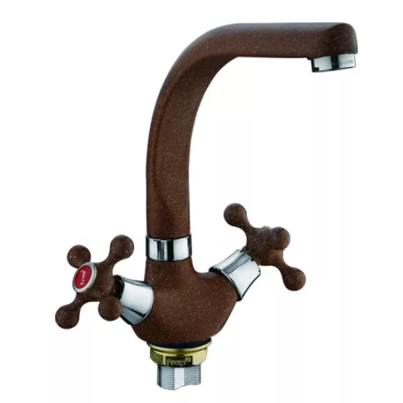 Frap F5408-22 Змішувач для кухні двовент. високий гусак гайка (темно-коричневий) {10}