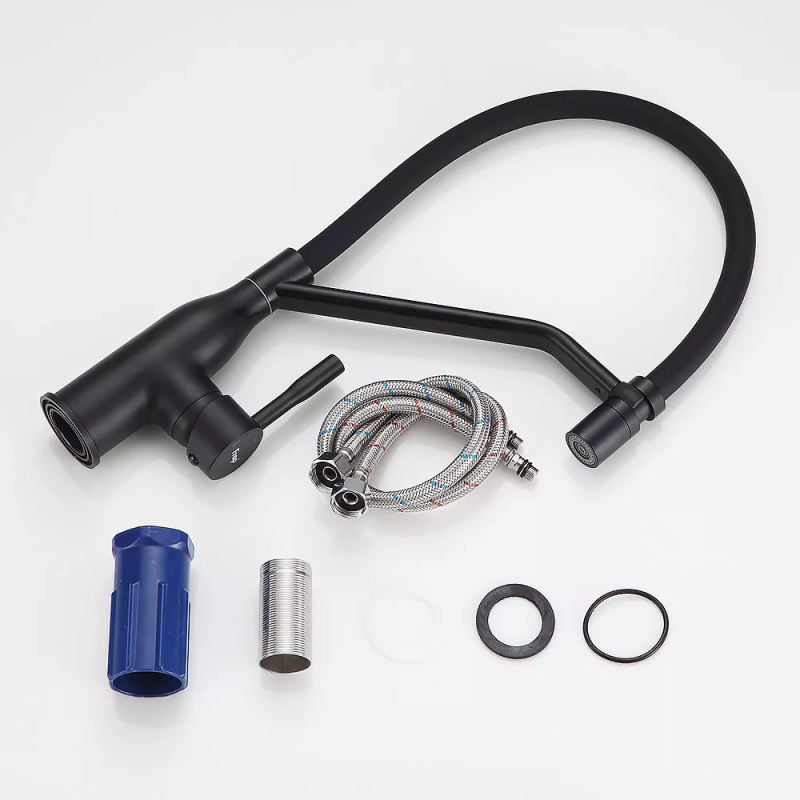 Frap Змішувач для кухні F4497-6, гнучкий вилив, чорний