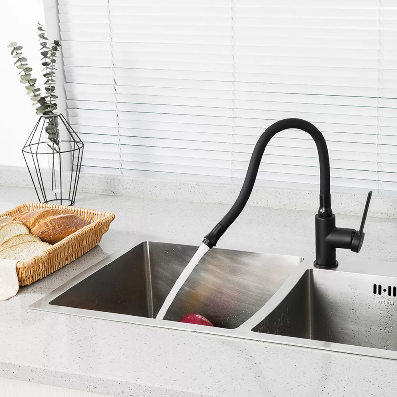 Frap Змішувач для кухні F4067-6, гнучкий вилив, чорний