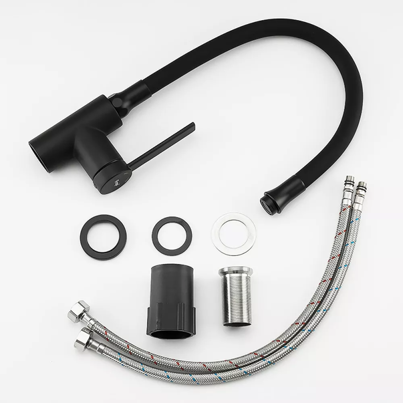 Frap Змішувач для кухні F4067-6, гнучкий вилив, чорний