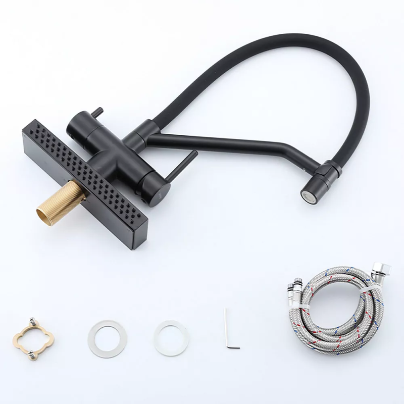 GAPPO Змішувач для кухні з водоспадом G4098-6, гнучкий вилив, чорний