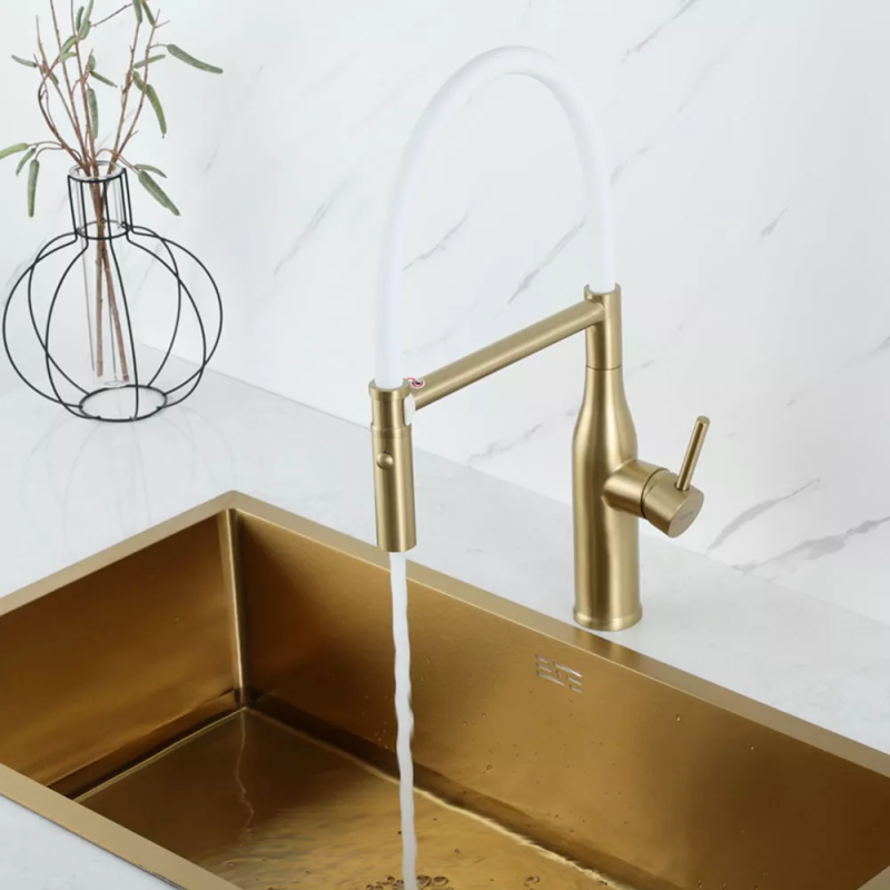 GAPPO Змішувач для кухні G4098-23 з гнучким виливом, нерж. сталь, золото