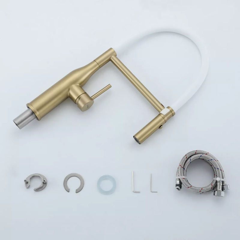 GAPPO Змішувач для кухні G4098-23 з гнучким виливом, нерж. сталь, золото