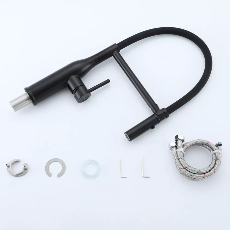 GAPPO Змішувач для кухні G4098-26 з гнучким виливом, нерж. сталь, чорний