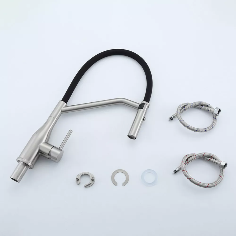 GAPPO Змішувач для кухні G4098-15 з гнучким виливом, нерж. сталь, сатин