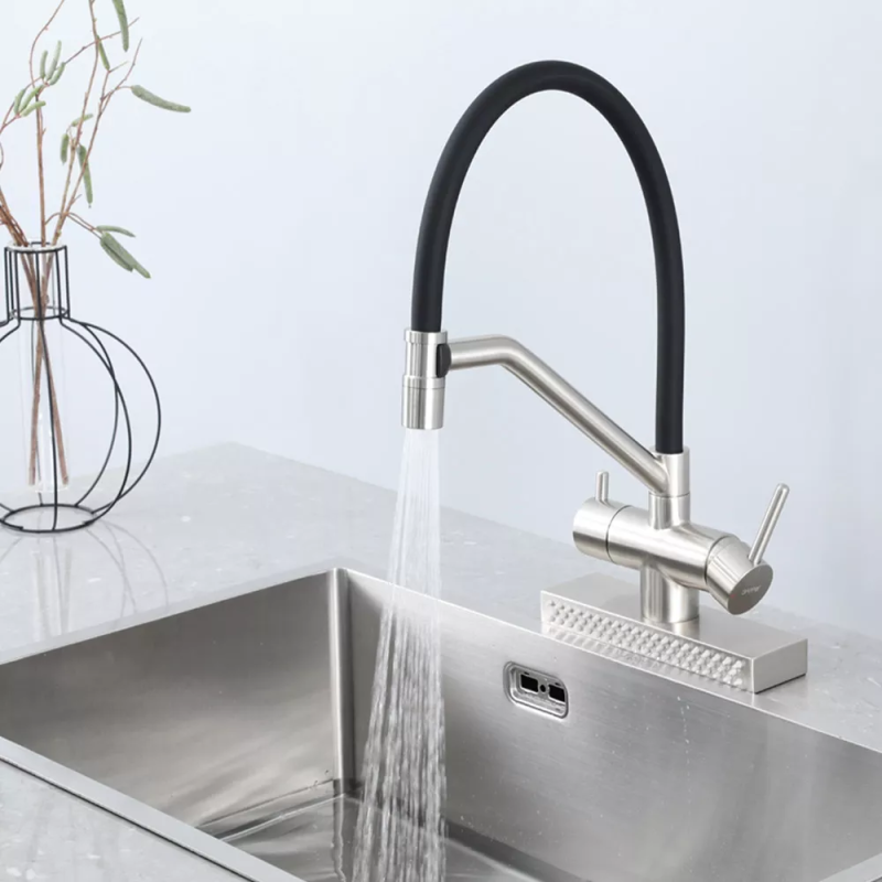 GAPPO Змішувач для кухні з водоспадом G4098-5, гнучкий вилив, сатин