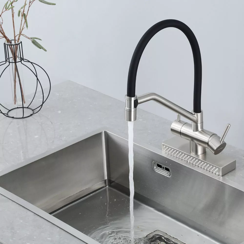 GAPPO Змішувач для кухні з водоспадом G4098-5, гнучкий вилив, сатин