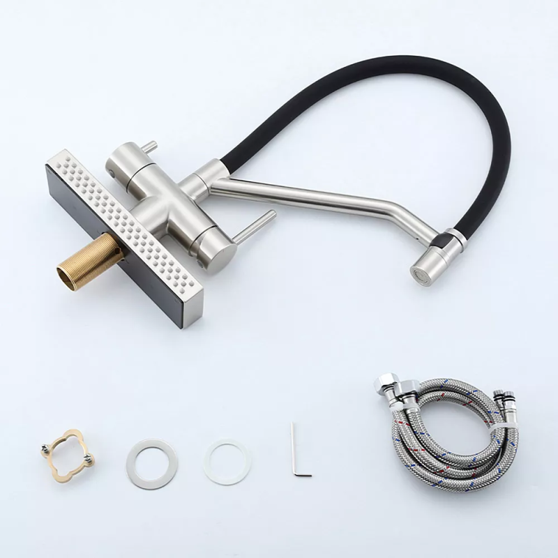 GAPPO Змішувач для кухні з водоспадом G4098-5, гнучкий вилив, сатин