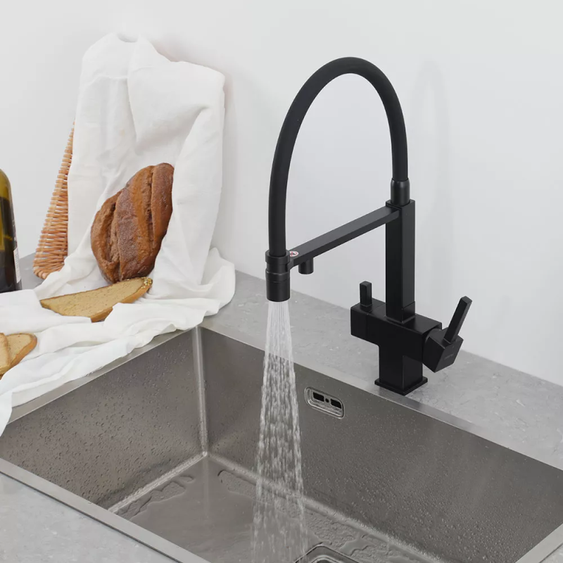 GAPPO Змішувач для кухні під осмос G4395-56 з гнучким виливом, чорний