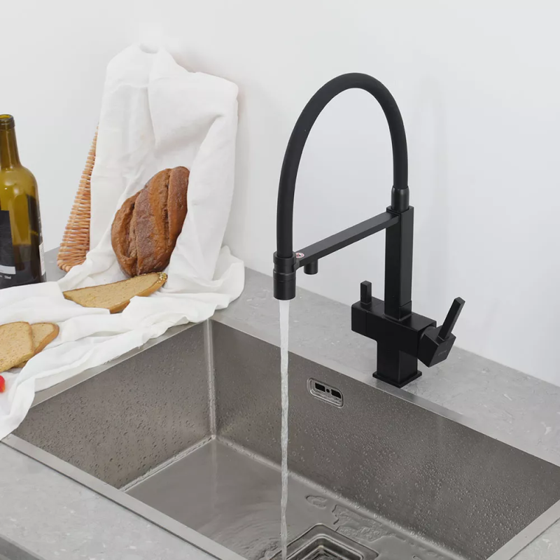 GAPPO Змішувач для кухні під осмос G4395-56 з гнучким виливом, чорний