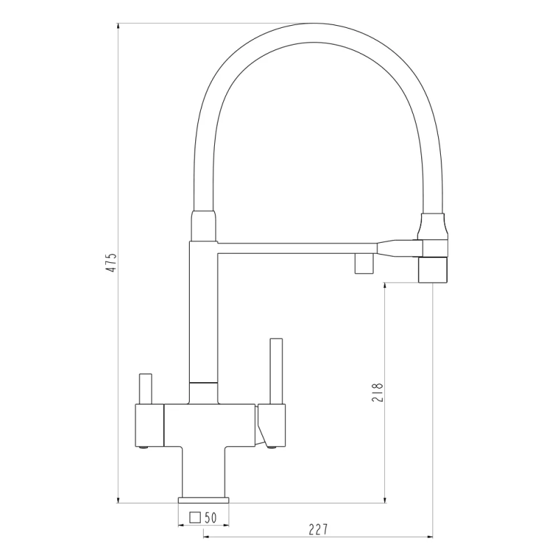 GAPPO Змішувач для кухні під осмос G4395-59 з гнучким виливом, збройова сталь