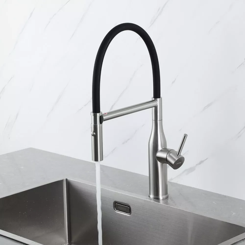 GAPPO Змішувач для кухні G4098-25 з гнучким виливом, нерж. сталь, сатин (G4098-25)