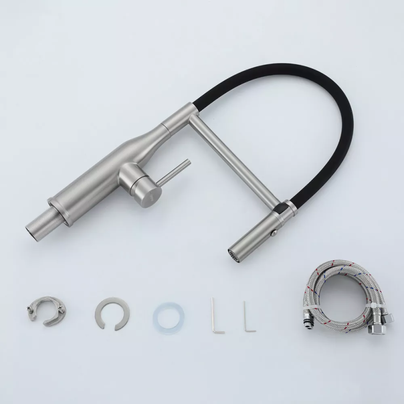 GAPPO Змішувач для кухні G4098-25 з гнучким виливом, нерж. сталь, сатин (G4098-25)